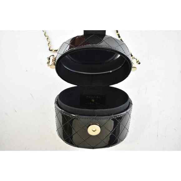 Chanel 20A Mini Black Patent Vanity Quilted CC On Chain Shoulder Crossbody Bag - Picture 10 of 12
